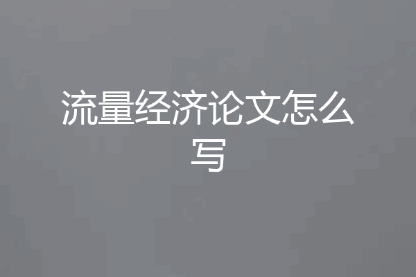 流量经济论文怎么写