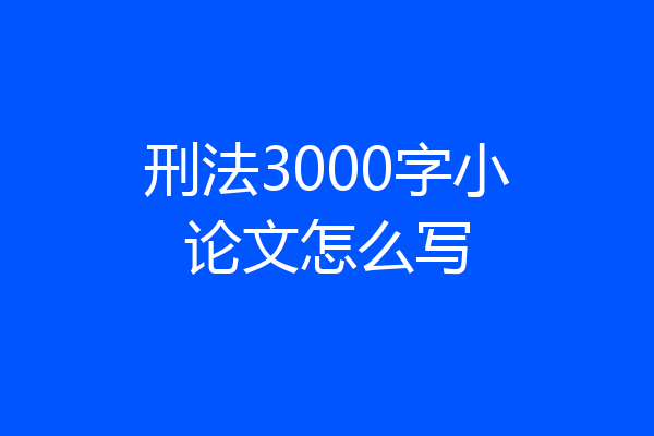 刑法3000字小论文怎么写