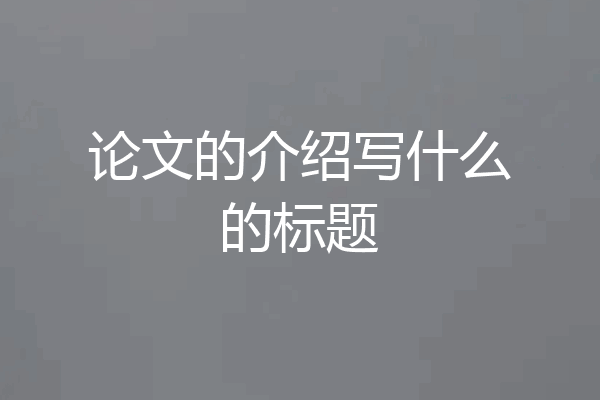 论文的介绍写什么的标题