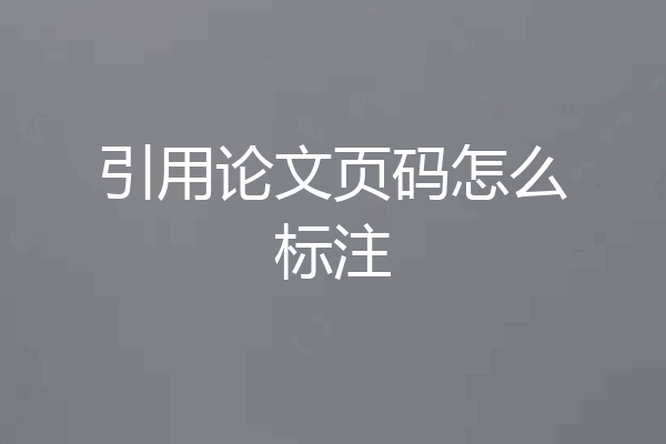 引用论文页码怎么标注