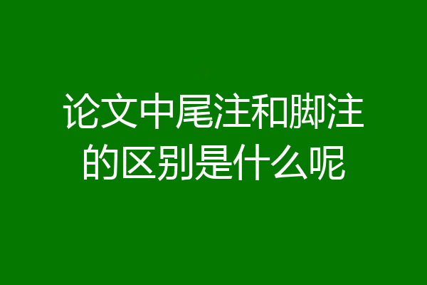 论文中尾注和脚注的区别是什么呢