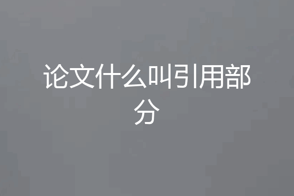 论文什么叫引用部分