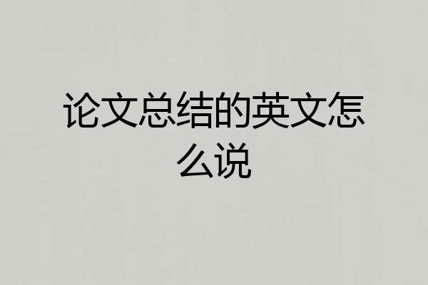 论文总结的英文怎么说