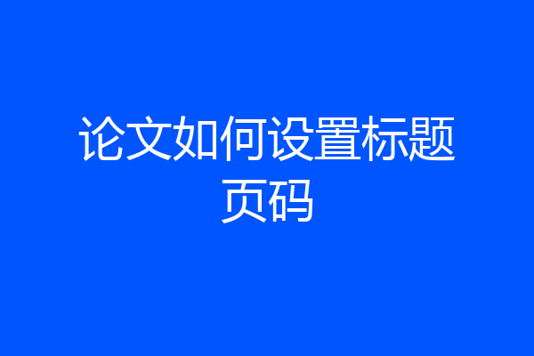 论文如何设置标题页码