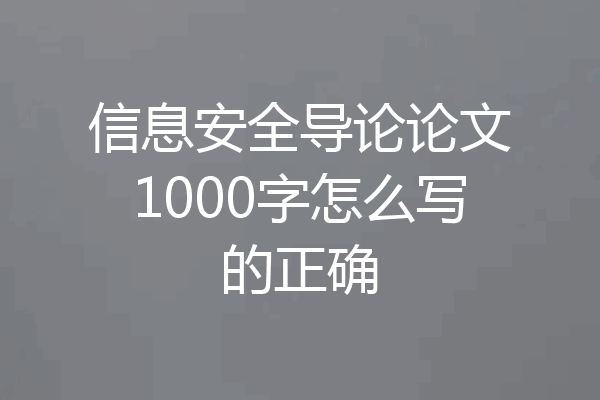 信息安全导论论文1000字怎么写的正确