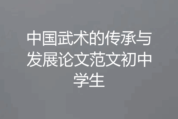 中国武术的传承与发展论文范文初中学生