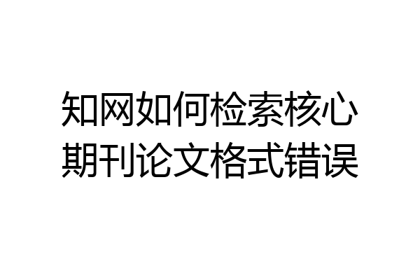 知网如何检索核心期刊论文格式错误