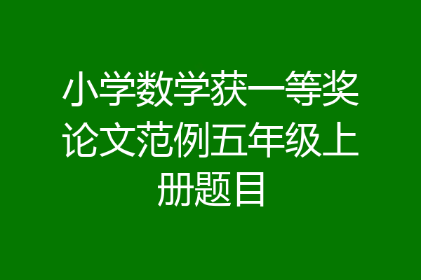 小学数学获一等奖论文范例五年级上册题目