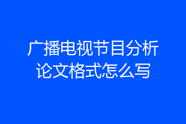 广播电视节目分析论文格式怎么写