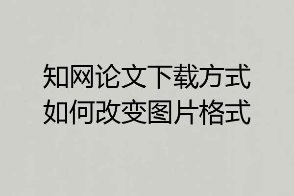 知网论文下载方式如何改变图片格式