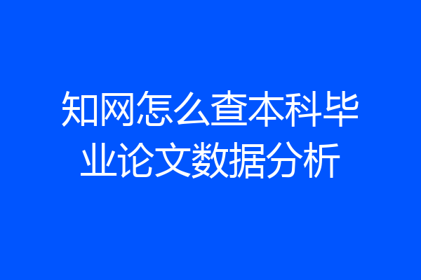知网怎么查本科毕业论文数据分析