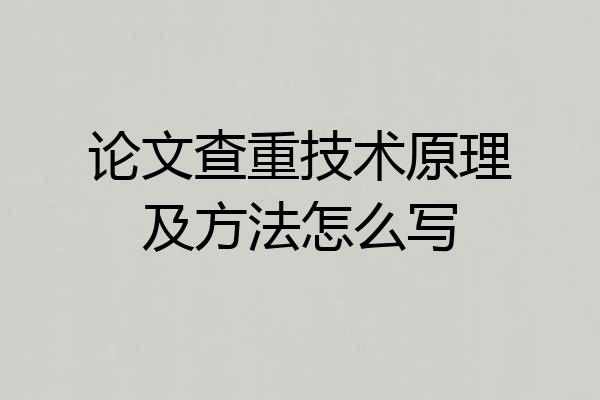 论文查重技术原理及方法怎么写