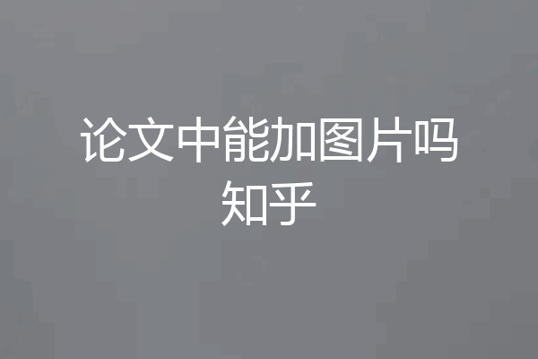 论文中能加图片吗知乎