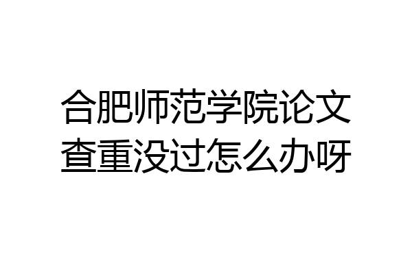 合肥师范学院论文查重没过怎么办呀