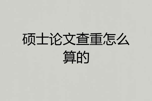 硕士论文查重怎么算的