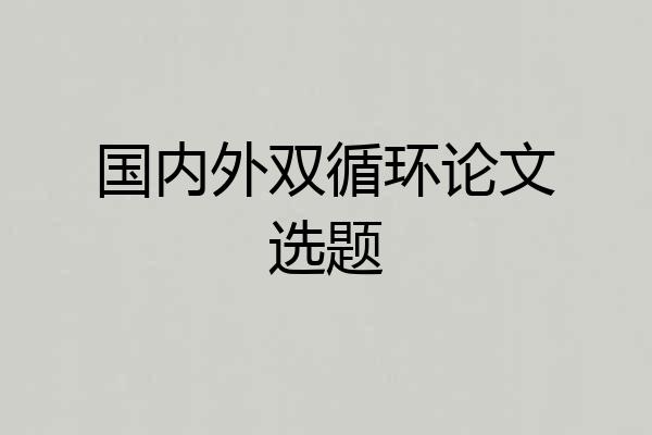 国内外双循环论文选题