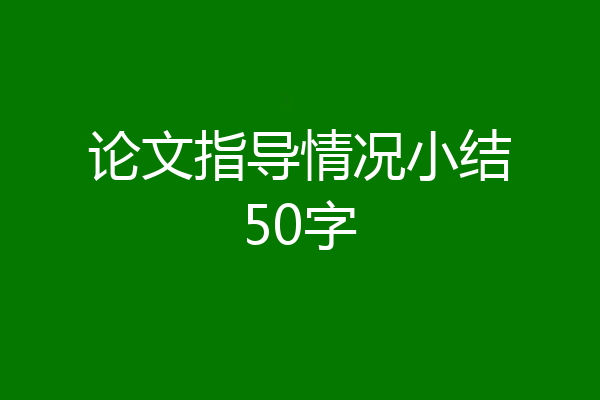 论文指导情况小结50字
