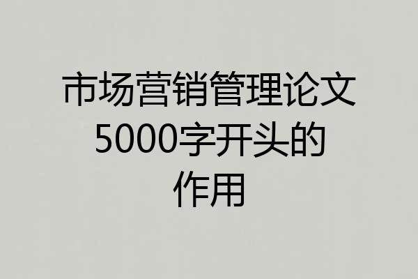 市场营销管理论文5000字开头的作用