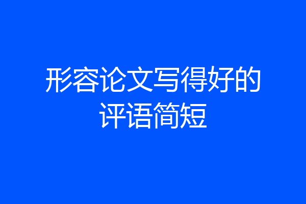 形容论文写得好的评语简短