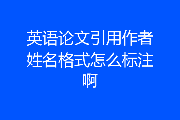 英语论文引用作者姓名格式怎么标注啊