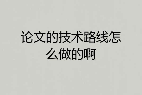 论文的技术路线怎么做的啊