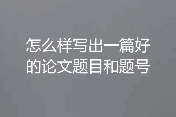 怎么样写出一篇好的论文题目和题号