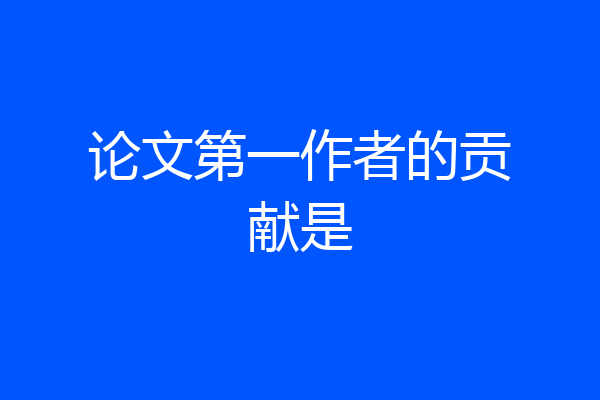 论文第一作者的贡献是