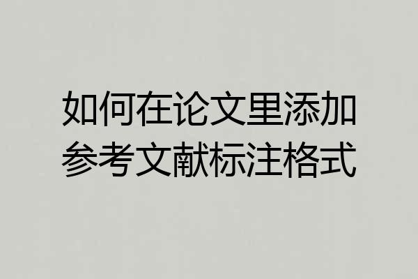 如何在论文里添加参考文献标注格式