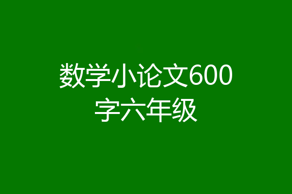数学小论文600字六年级