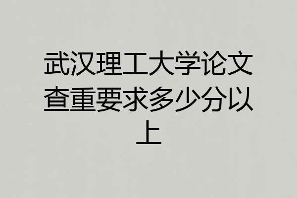武汉理工大学论文查重要求多少分以上