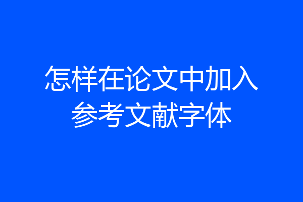怎样在论文中加入参考文献字体