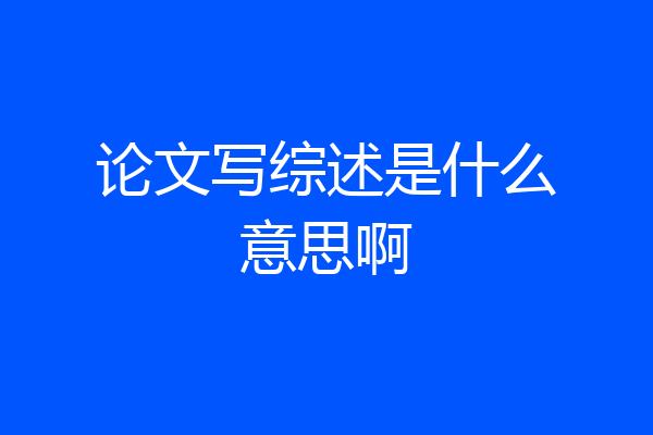 论文写综述是什么意思啊