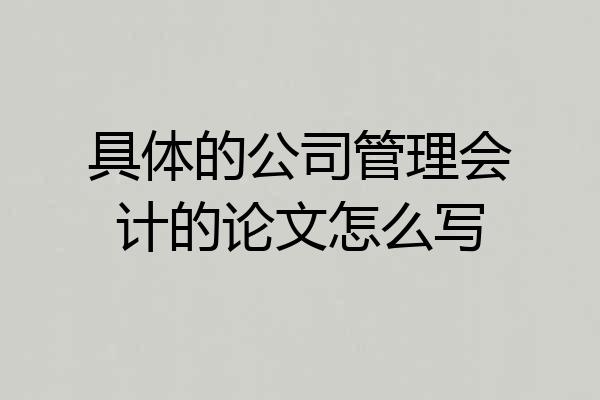 具体的公司管理会计的论文怎么写