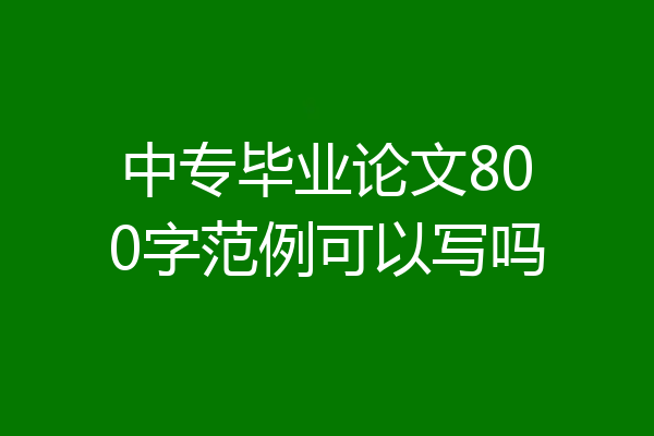 中专毕业论文800字范例可以写吗