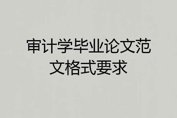 审计学毕业论文范文格式要求