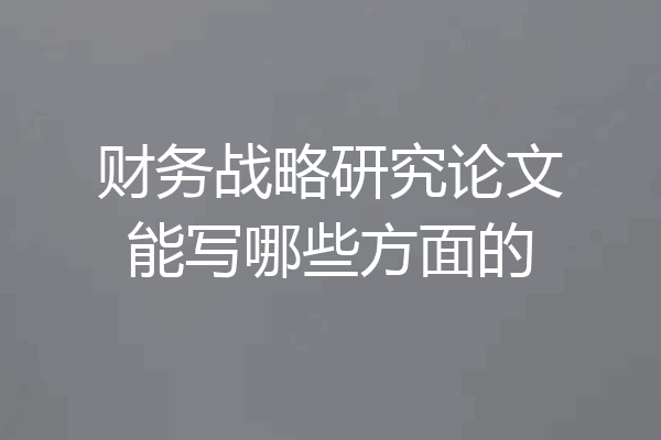 财务战略研究论文能写哪些方面的
