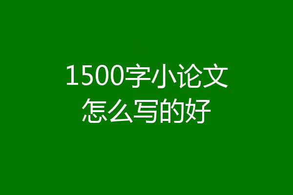 1500字小论文怎么写的好