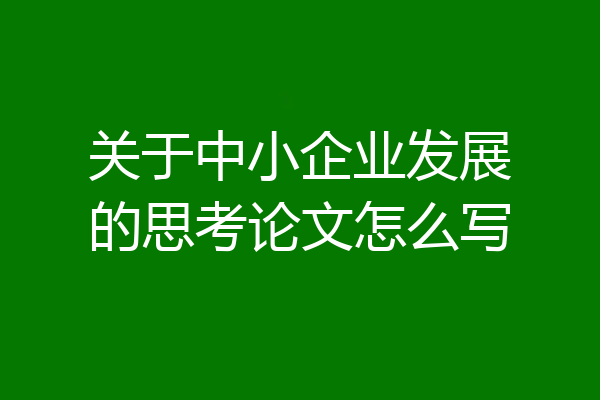 关于中小企业发展的思考论文怎么写