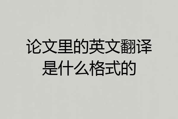 论文里的英文翻译是什么格式的