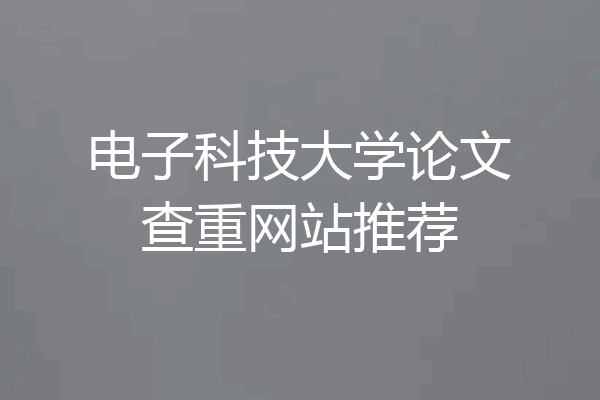 电子科技大学论文查重网站推荐