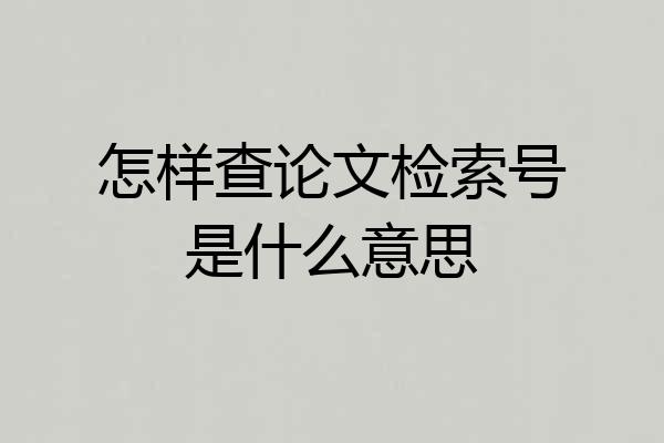 怎样查论文检索号是什么意思