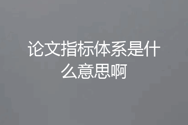 论文指标体系是什么意思啊