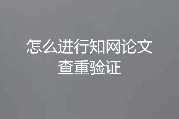 怎么进行知网论文查重验证