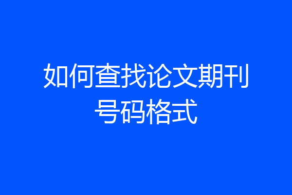 如何查找论文期刊号码格式