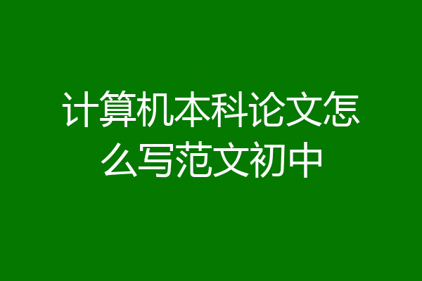 计算机本科论文怎么写范文初中