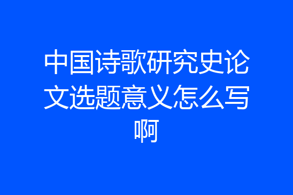 中国诗歌研究史论文选题意义怎么写啊