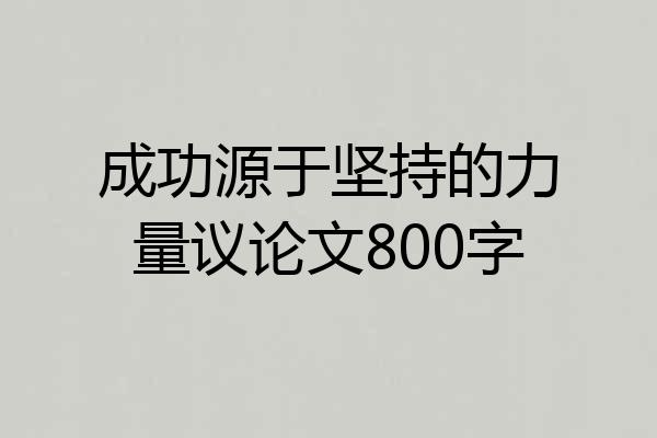 成功源于坚持的力量议论文800字