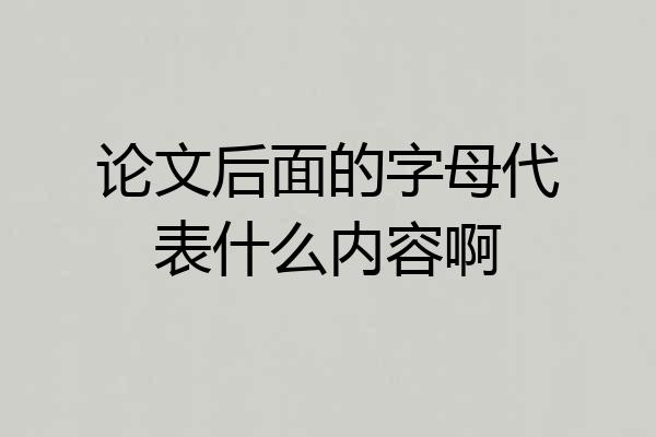 论文后面的字母代表什么内容啊
