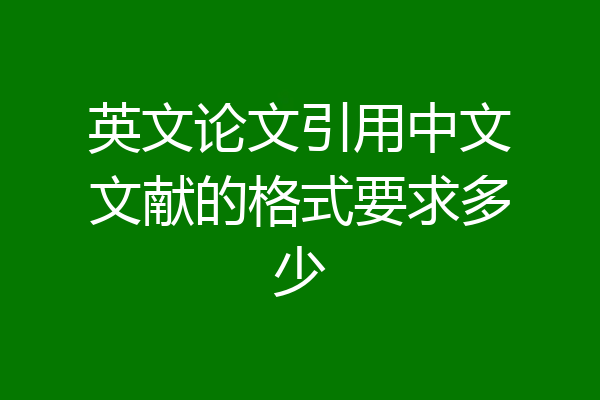 英文论文引用中文文献的格式要求多少