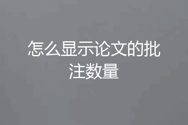 怎么显示论文的批注数量
